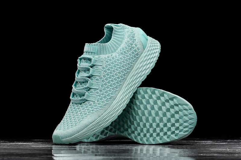 Men's Nobull Bright Aqua Knit Running Shoes Turquoise | SG B2028E